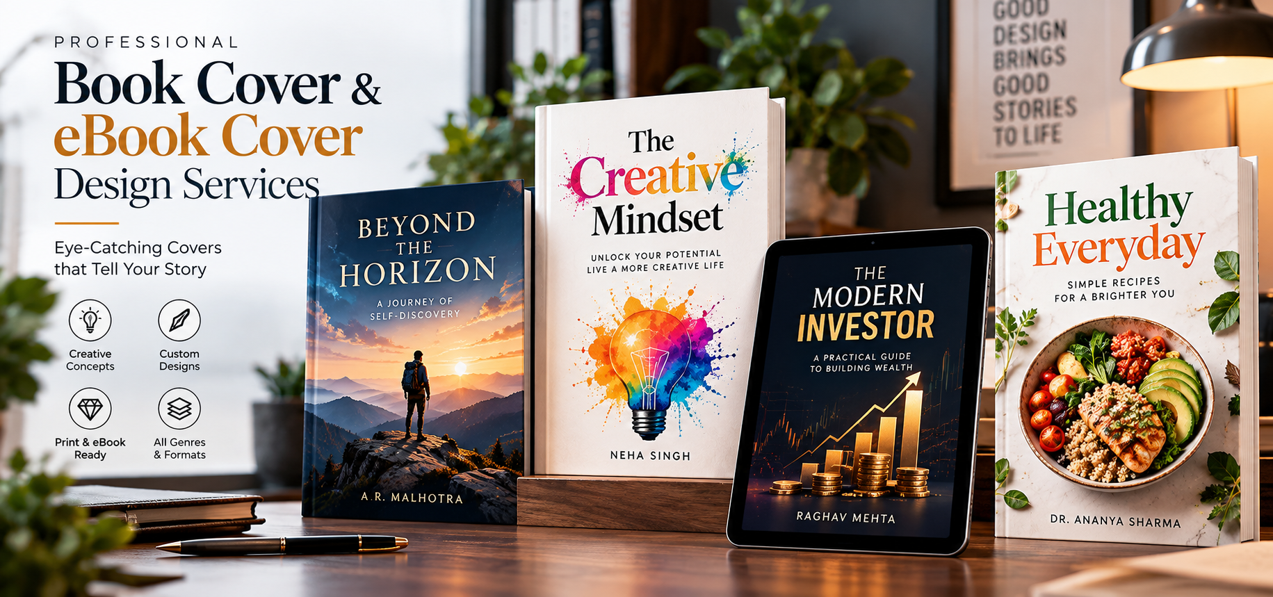 Professional book cover design studio service sample